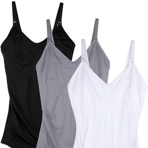 DAISITY maternity nursing tanks size L 3 pack black, gray, & white